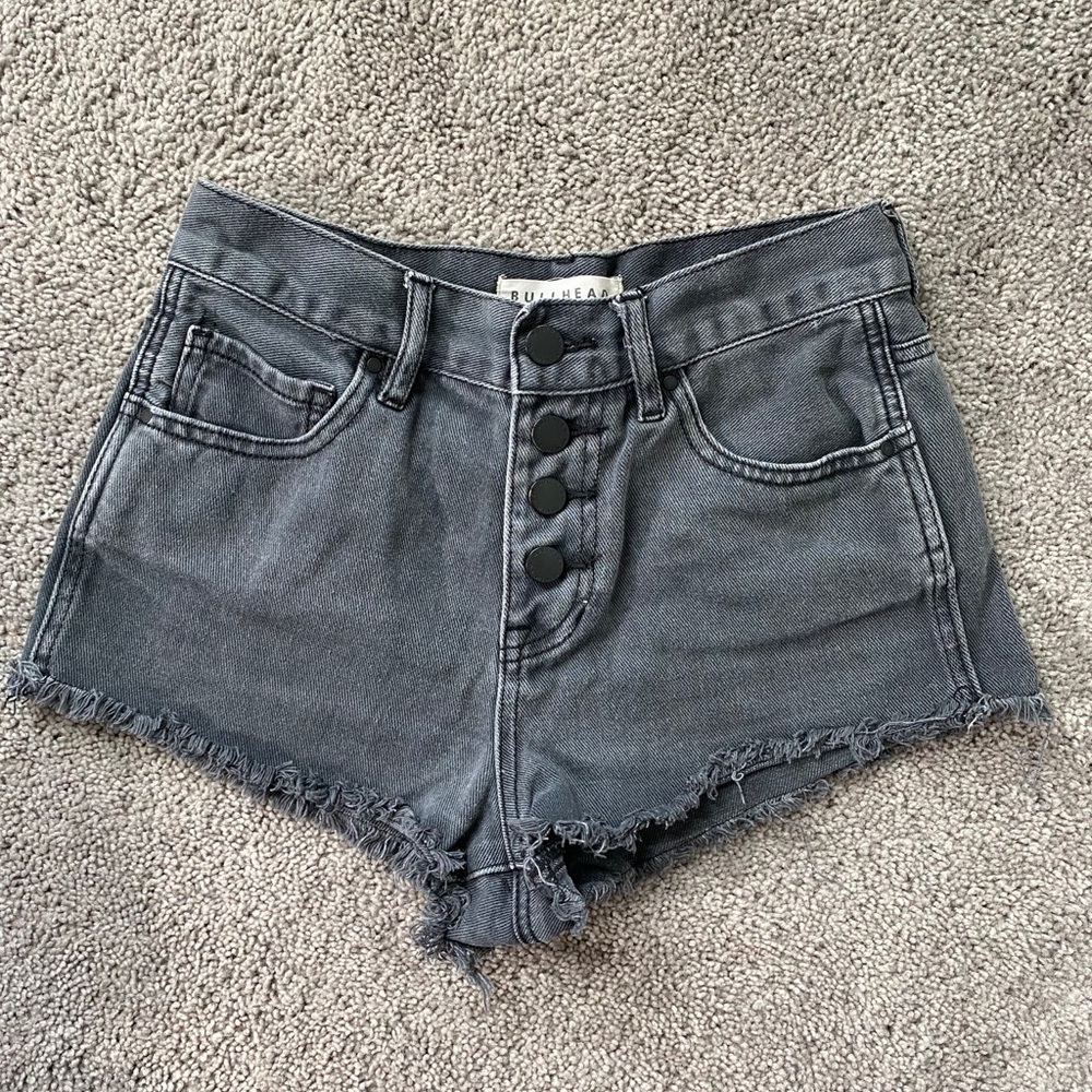 Bullhead Black faded high waisted button shorts